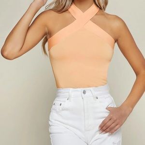 SHEIN Form-Fitting Crisscross Halter Top